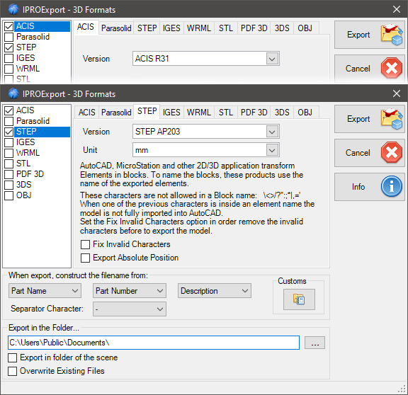 Export Elements Step