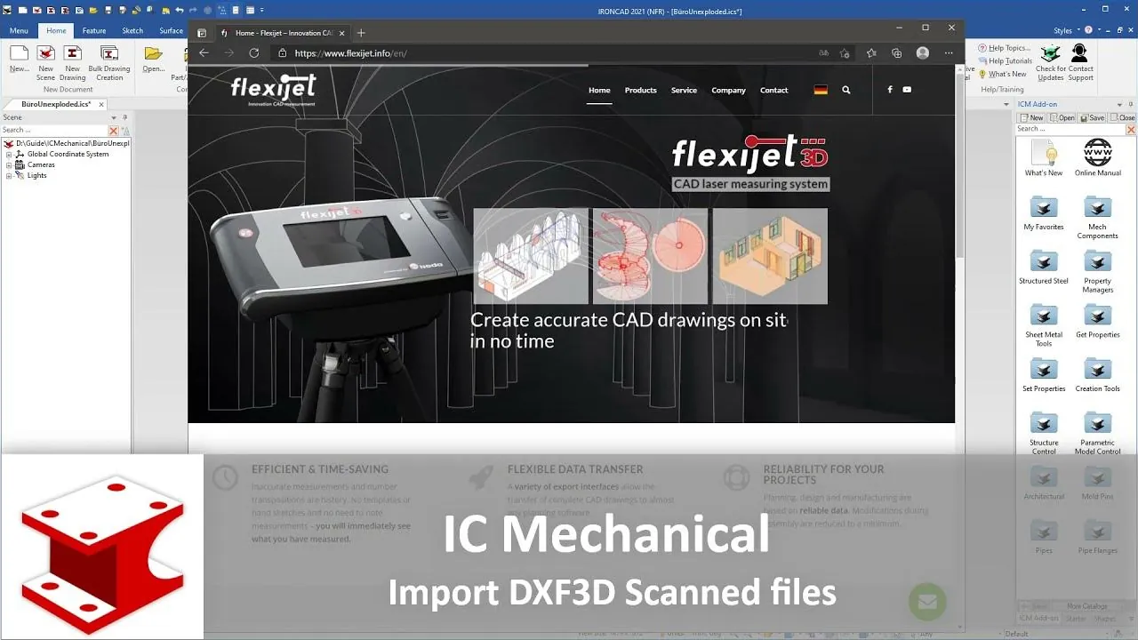 Youtube video - Import DXF3D Scanned files