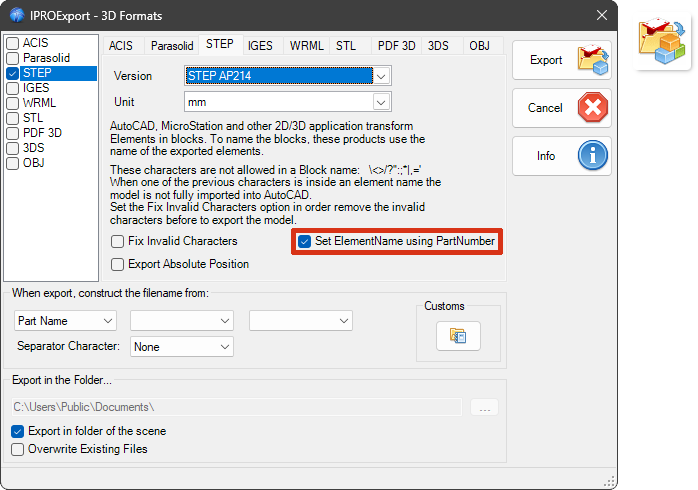 Export Elements