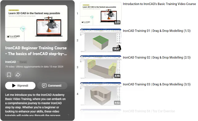 Playlist Le basi di IronCAD